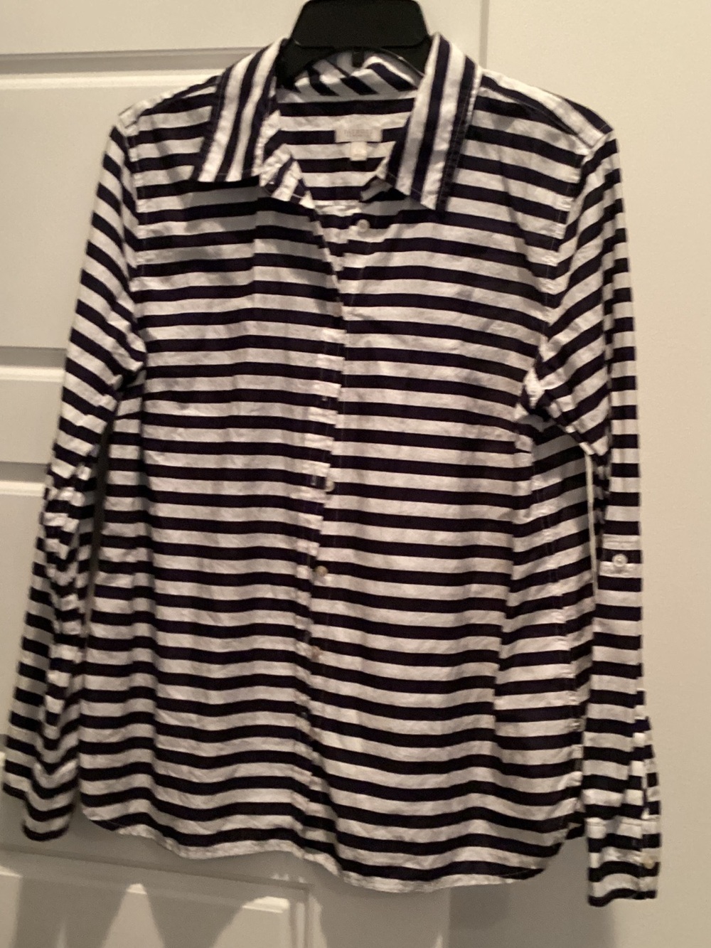 Talbots Black and White Striped Top